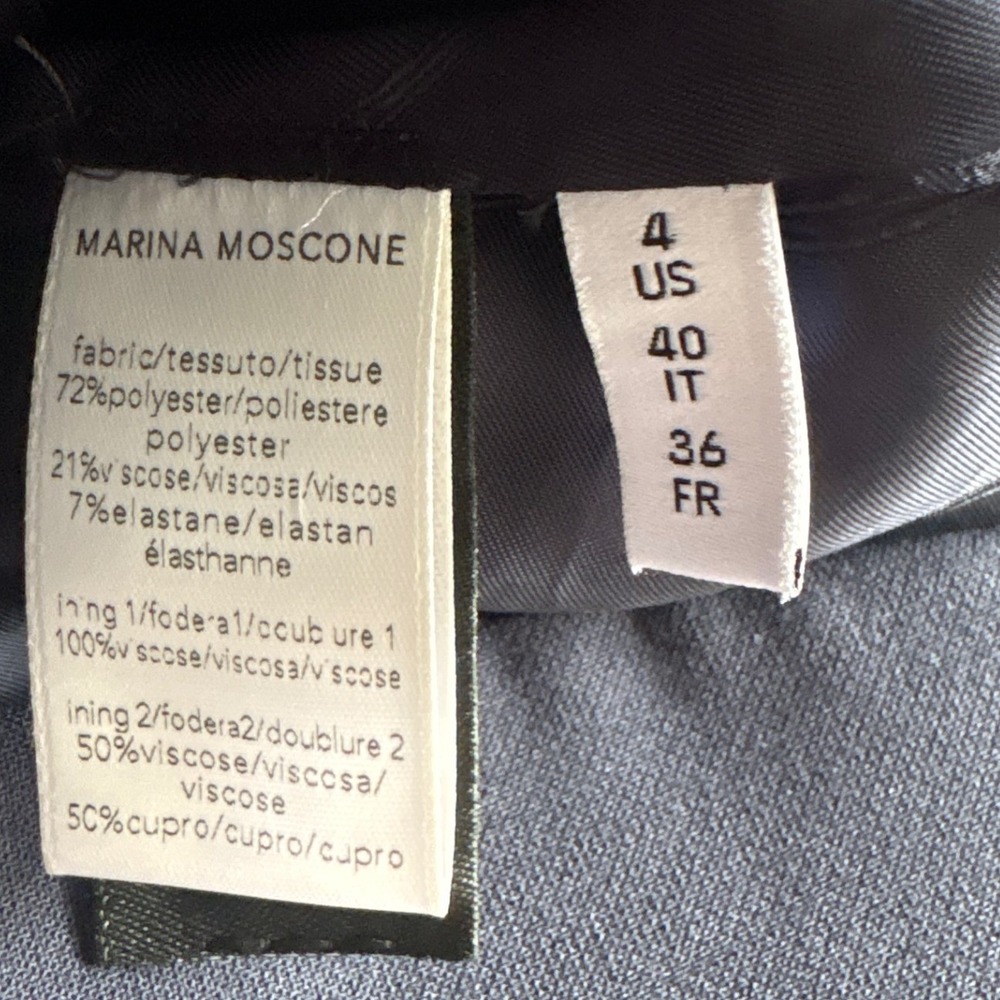 Marina Moscone Patch Pocket Blazer Blue Gabardine Size 4 - Picture 16 of 16